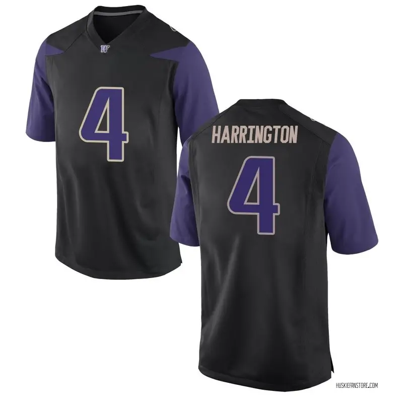 Game Men's Justin Harrington Washington Huskies Black Football College Jersey