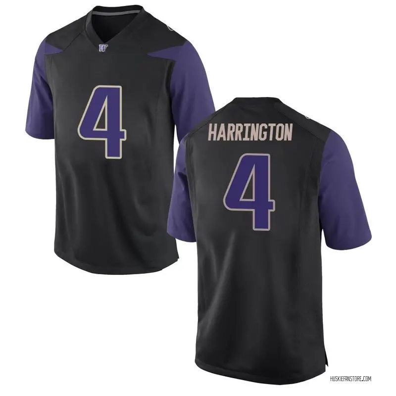 Replica Men's Justin Harrington Washington Huskies Black Football College Jersey